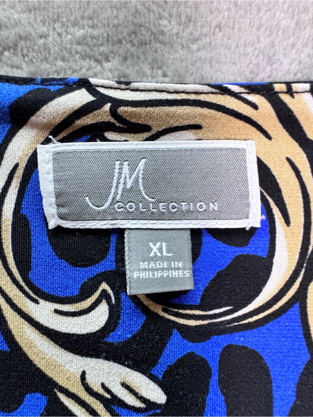 JM Collection Blue Baroque Print Embellished Tunic Top XL - Picture 9 of 10